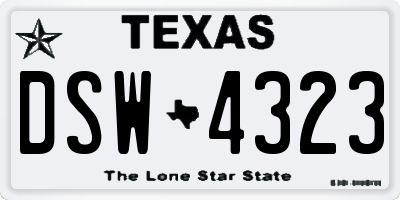 TX license plate DSW4323