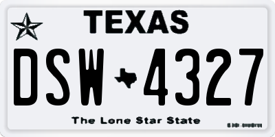 TX license plate DSW4327