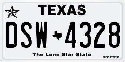 TX license plate DSW4328