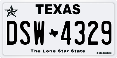TX license plate DSW4329