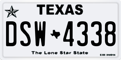 TX license plate DSW4338
