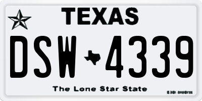TX license plate DSW4339