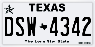 TX license plate DSW4342