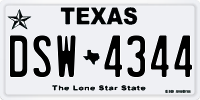 TX license plate DSW4344
