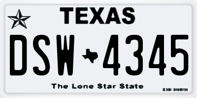 TX license plate DSW4345