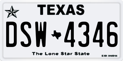 TX license plate DSW4346