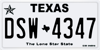 TX license plate DSW4347