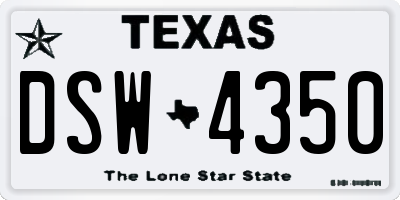 TX license plate DSW4350