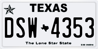 TX license plate DSW4353