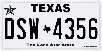 TX license plate DSW4356