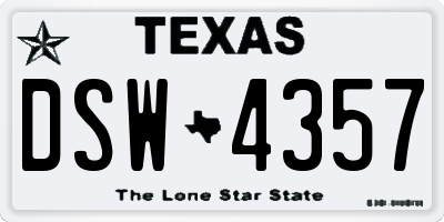 TX license plate DSW4357