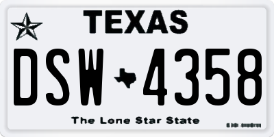 TX license plate DSW4358
