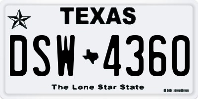 TX license plate DSW4360