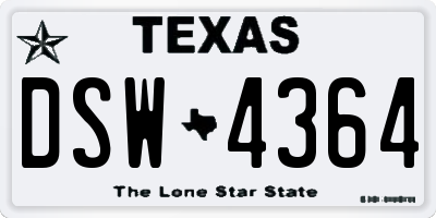 TX license plate DSW4364
