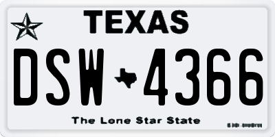 TX license plate DSW4366