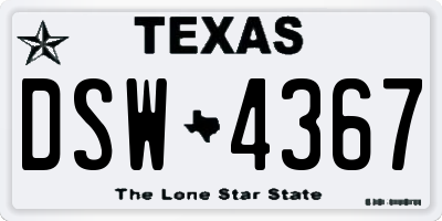 TX license plate DSW4367
