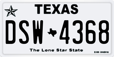TX license plate DSW4368
