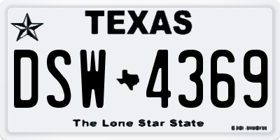 TX license plate DSW4369