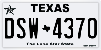 TX license plate DSW4370