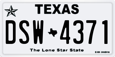 TX license plate DSW4371
