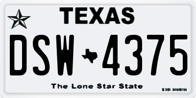 TX license plate DSW4375
