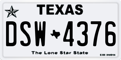 TX license plate DSW4376