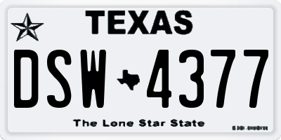 TX license plate DSW4377
