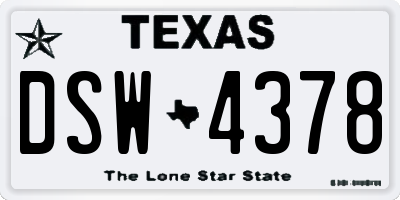 TX license plate DSW4378