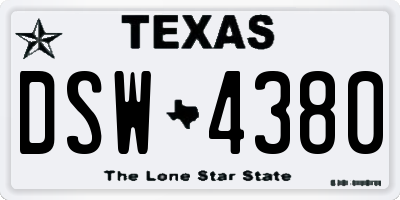 TX license plate DSW4380