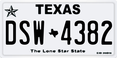 TX license plate DSW4382