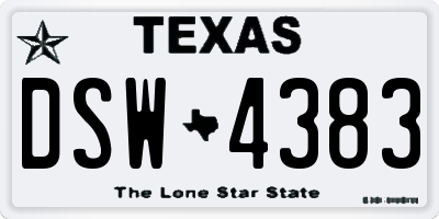 TX license plate DSW4383