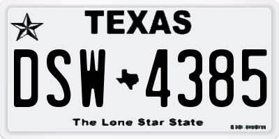 TX license plate DSW4385