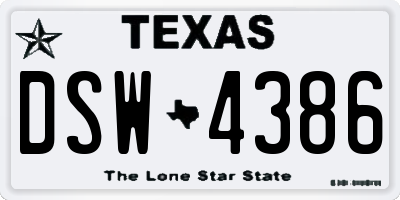 TX license plate DSW4386