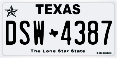 TX license plate DSW4387