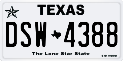 TX license plate DSW4388