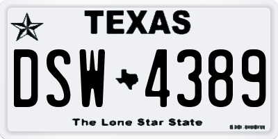 TX license plate DSW4389