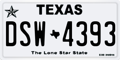 TX license plate DSW4393