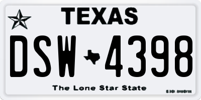TX license plate DSW4398