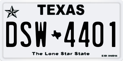TX license plate DSW4401