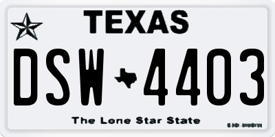 TX license plate DSW4403
