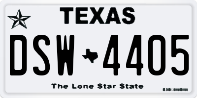 TX license plate DSW4405