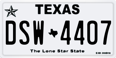 TX license plate DSW4407