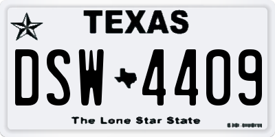 TX license plate DSW4409