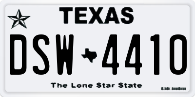 TX license plate DSW4410