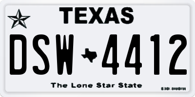 TX license plate DSW4412