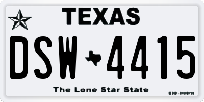 TX license plate DSW4415