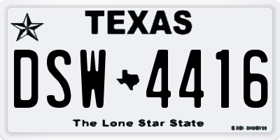 TX license plate DSW4416