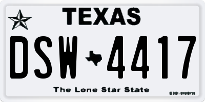 TX license plate DSW4417