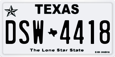TX license plate DSW4418