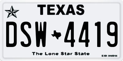 TX license plate DSW4419